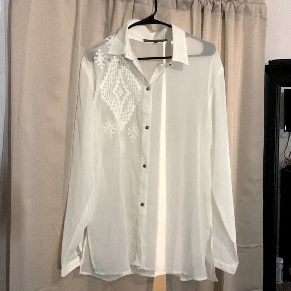 Double D Ranch Sheer off white blouse !